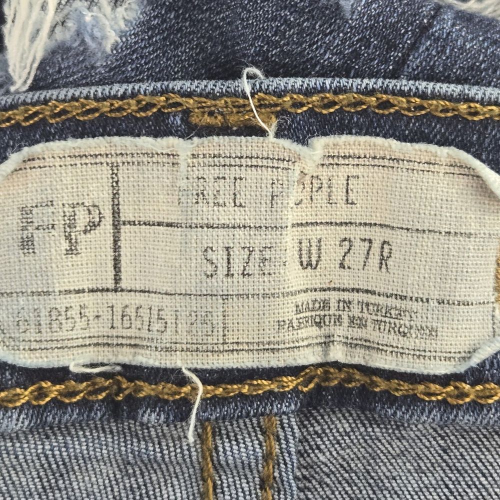 Free People Womens Size 27‎ Blue High Rise Distressed Knee Skinny Jeans OB554651 - Picture 4 of 5